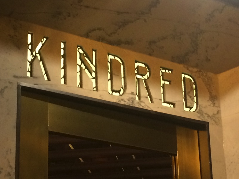 Kindred restaurant sign 