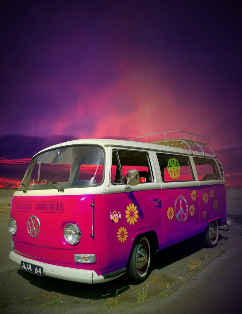 image of a pink VW