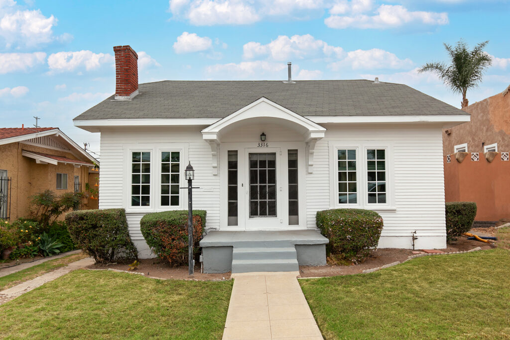 White colored bungalow home in North Park San Diego