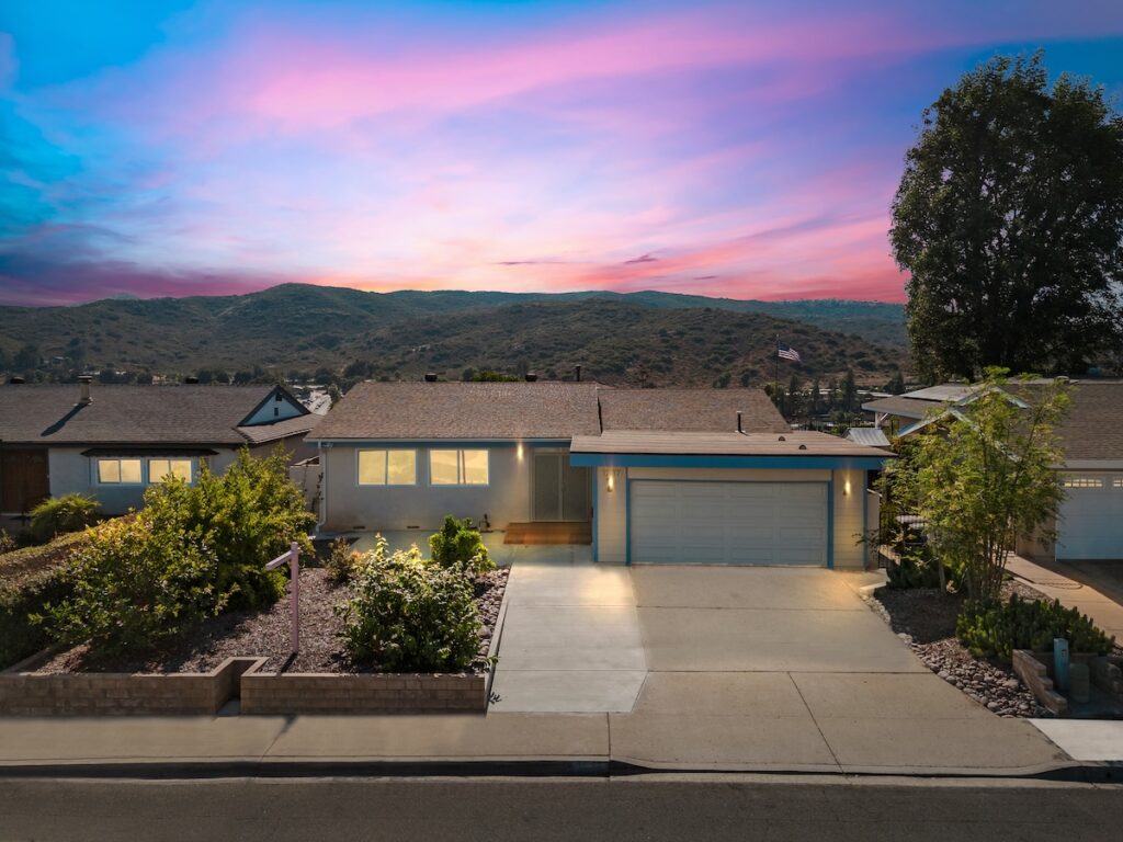 Evening Views of Poway home and skys