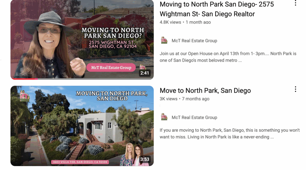 two North Park Youtube ads